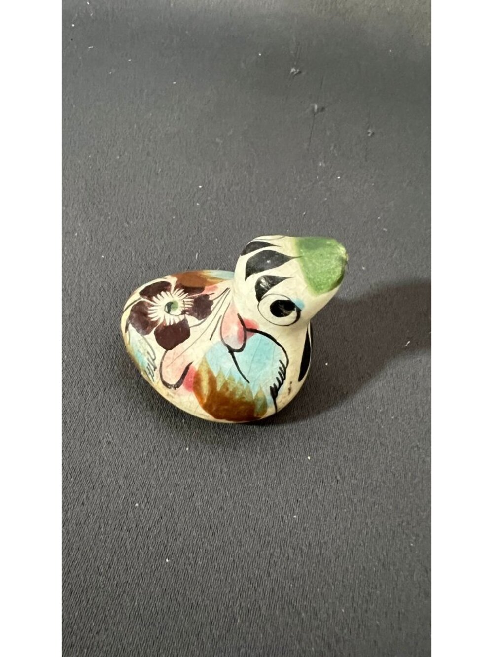 Hand-Painted Ceramic Bird Figurine With Floral Design